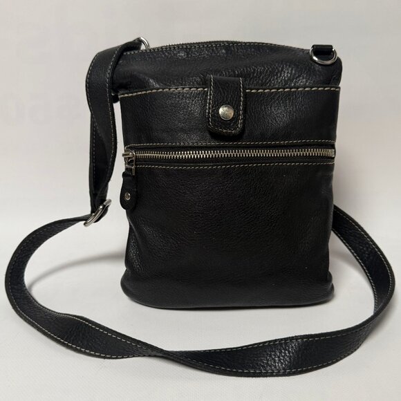 Vintage Roots Venetian Tribe Black Soft Leather Crossbody Purse – Made in Canada - Picture 1 of 9